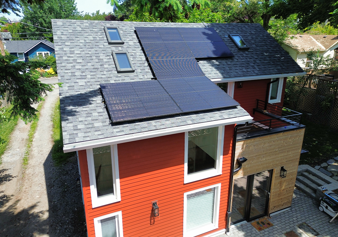 Greenwood Reclaimed DADU, exterior roof solar panels