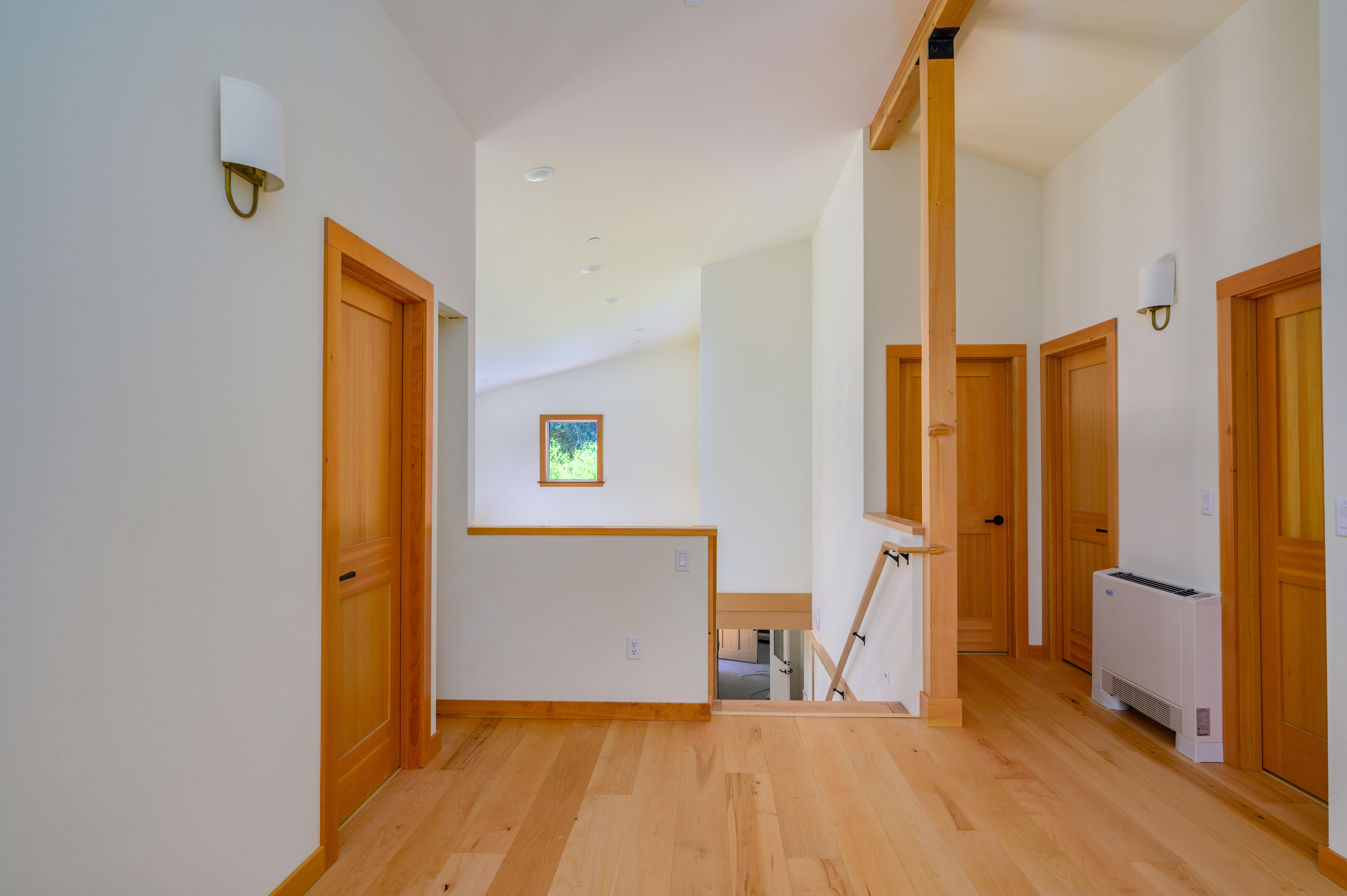 Home interior, top of stairs over living room